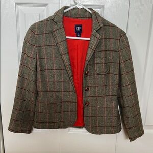 GAP Brown and Red Plaid Blazer Tailored Fit